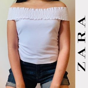 Zara White Off Shoulder Top